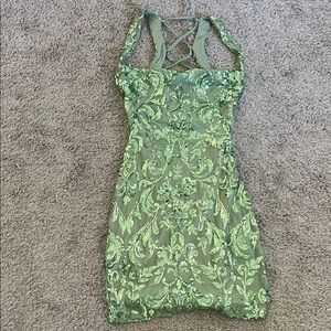 Green Sequin Mini Dress